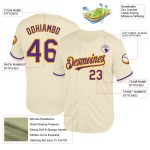 Jersey de béisbol auténtico de malla personalizada en morado y dorado con efecto retro color crema