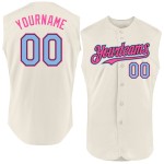 Light Authentic Jersey Siyah-Pembe Özel Mavi Krem Beyzbol Kolsuz