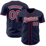 Camiseta de béisbol azul marino personalizada color carmesí-blanco auténtica