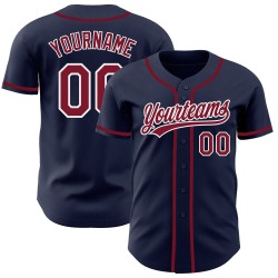 Camiseta de béisbol azul marino personalizada color carmesí-blanco auténtica