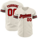 Camiseta de béisbol personalizada auténtica color crema, roja y negra Camiseta de béisbol personalizada auténtica color crema, roja y negra
