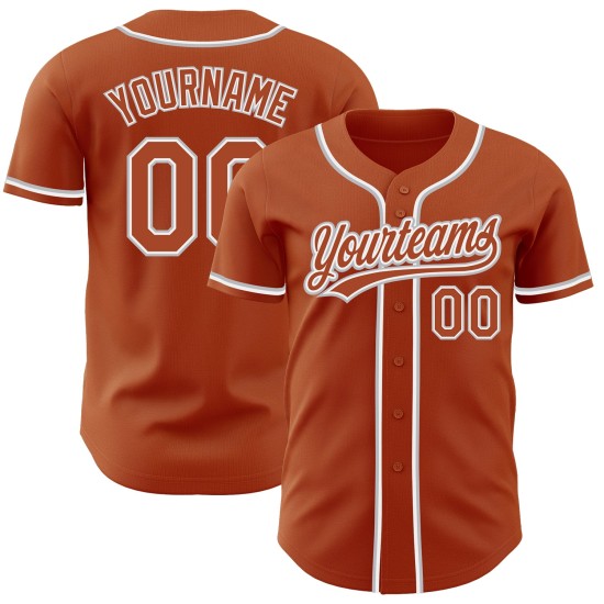 Camiseta de béisbol personalizada auténtica de Texas, color blanco y gris, color naranja Camiseta de béisbol personalizada auténtica de Texas, color blanco y gris, color naranja