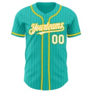 Beyzbol Forması Orijinal Aqua Pinstripe Beyaz-Sarı Beyaz Özel