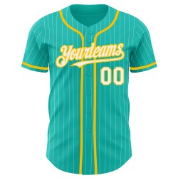 Beyzbol Forması Orijinal Aqua Pinstripe Beyaz-Sarı Beyaz Özel