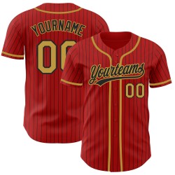 Camiseta de béisbol antigua, negra, personalizada, dorada y roja, auténtica.