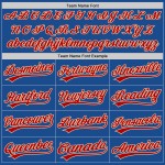 Camiseta retro de béisbol personalizada auténtica en azul, rojo y crema Camiseta retro de béisbol personalizada auténtica en azul, rojo y crema