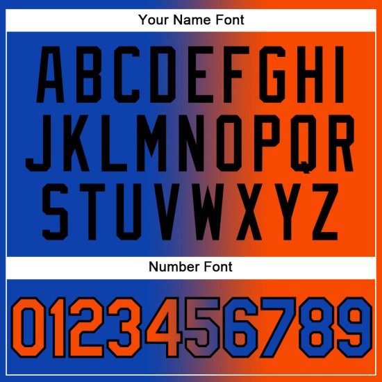 Camiseta de béisbol auténtica personalizada en color naranja y negro con degradado azul trueno Camiseta de béisbol auténtica personalizada en color naranja y negro con degradado azul trueno