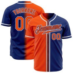 Camiseta de béisbol auténtica personalizada con degradado naranja real y blanco.