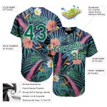 Orijinal Hawaii Özel Palmiye Beyzbol Ve Kelly Forması Yaprak Tasarımı 3D Siyah Yeşil-Beyaz Çiçek Deseni