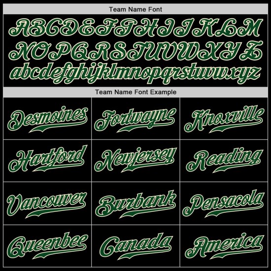 Camiseta de béisbol negra personalizada verde-crema auténtica