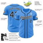 Camiseta de béisbol personalizada auténtica, color negro, blanco y azul eléctrico Camiseta de béisbol personalizada auténtica, color negro, blanco y azul eléctrico