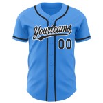 Camiseta de béisbol personalizada auténtica, color negro, blanco y azul eléctrico Camiseta de béisbol personalizada auténtica, color negro, blanco y azul eléctrico