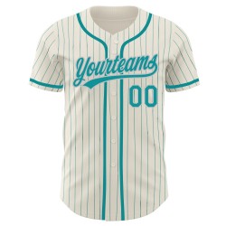 Krem Pinstripe Teal-Gri Beyzbol Teal Özel Orijinal Forma