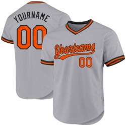 Camiseta de béisbol retro auténtica, personalizada, gris, naranja y negra