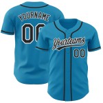 Camiseta de béisbol azul auténtica personalizada de Panther, negra y blanca