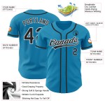 Camiseta de béisbol azul auténtica personalizada de Panther, negra y blanca