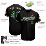 Camiseta de béisbol negra personalizada verde-crema auténtica