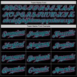 Camiseta de béisbol personalizada auténtica en rosa y verde azulado y negro