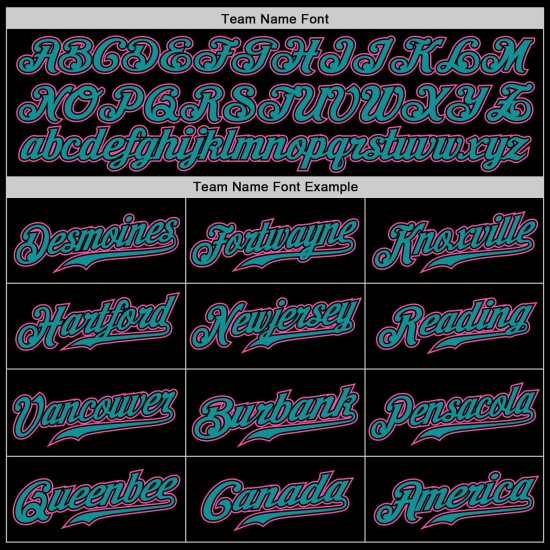 Camiseta de béisbol personalizada auténtica en rosa y verde azulado y negro