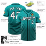 Camiseta de béisbol auténtica Fade Custom Aqua Fashion en blanco y verde azulado