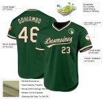Camiseta de béisbol personalizada auténtica, color verde, crema y negro, estilo retro
