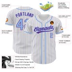 Camiseta de béisbol a rayas personalizada ligera, morada, blanca y azul, auténtica Camiseta de béisbol a rayas personalizada ligera, morada, blanca y azul, auténtica