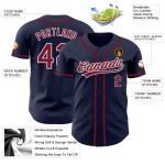 Camiseta de béisbol azul marino personalizada color carmesí-blanco auténtica