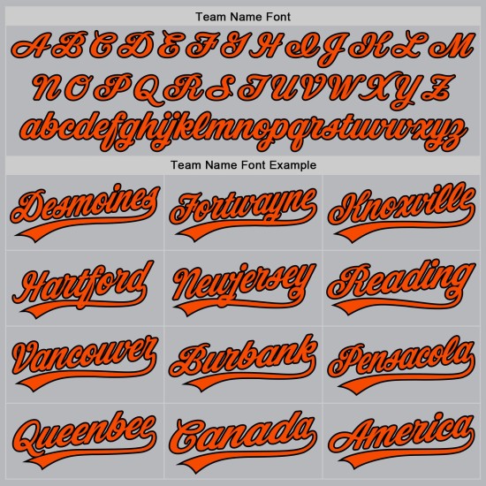 Camiseta de béisbol retro auténtica, personalizada, gris, naranja y negra Camiseta de béisbol retro auténtica, personalizada, gris, naranja y negra