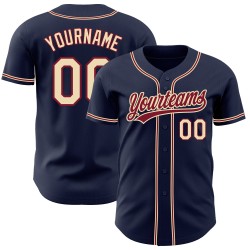 Camiseta auténtica personalizada de City Baseball color crema y azul marino carmesí