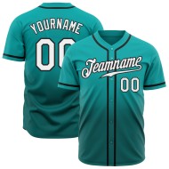 Camiseta de béisbol auténtica Fade Custom Aqua Fashion en blanco y verde azulado