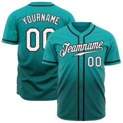 Camiseta de béisbol auténtica Fade Custom Aqua Fashion en blanco y verde azulado