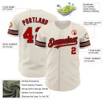 Camiseta de béisbol personalizada auténtica color crema, roja y negra Camiseta de béisbol personalizada auténtica color crema, roja y negra