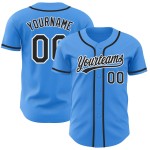 Camiseta de béisbol personalizada auténtica, color negro, blanco y azul eléctrico Camiseta de béisbol personalizada auténtica, color negro, blanco y azul eléctrico