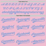 Camiseta de béisbol ligera, azul y blanca, retro, personalizada, rosa, auténtica