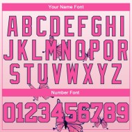 Camiseta de apoyo personalizada auténtica con lazo 3D para concienciar sobre el cáncer de mama, con mariposas y béisbol rosa