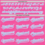 Camiseta de béisbol azul-blanca ligera personalizada rosa auténtica
